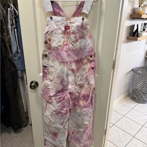 Dickies Pink and White Tie-Dye Overalls